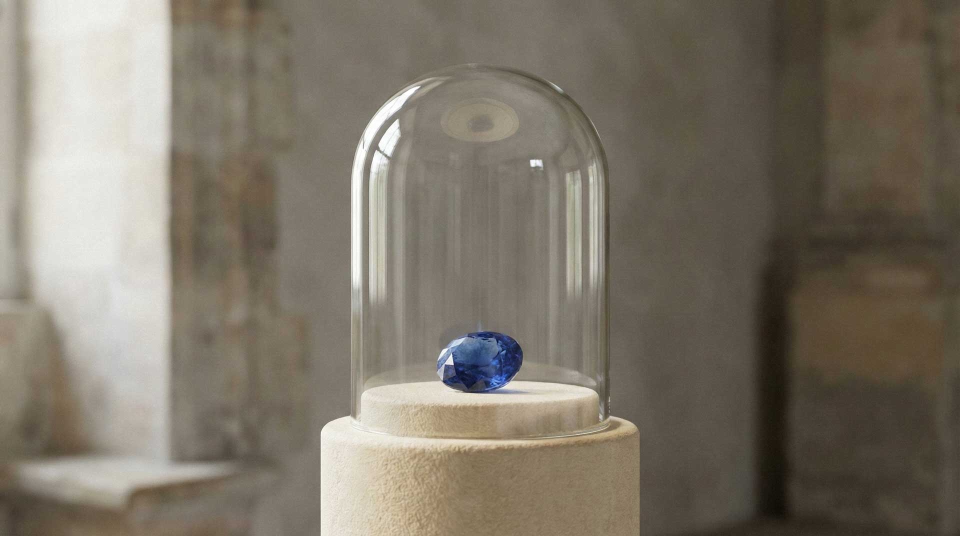 Precious stone under glass bell