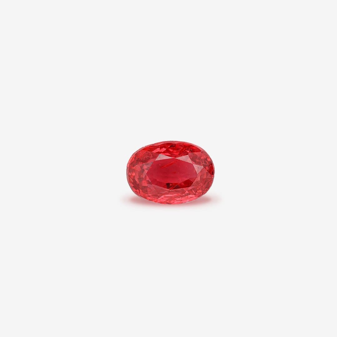 Oval-cut crimson red ruby