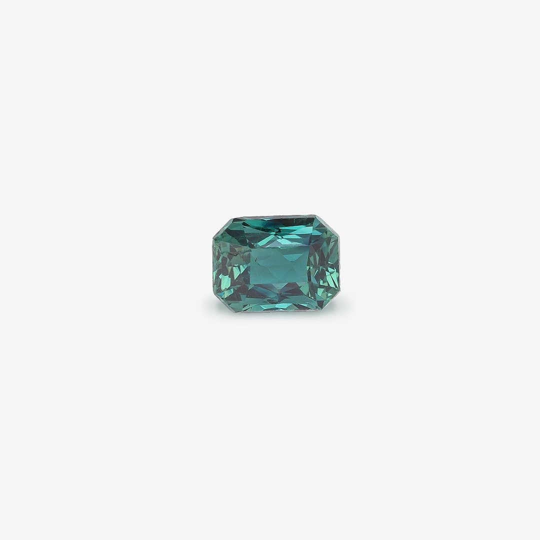 Radiant-cut teal sapphire