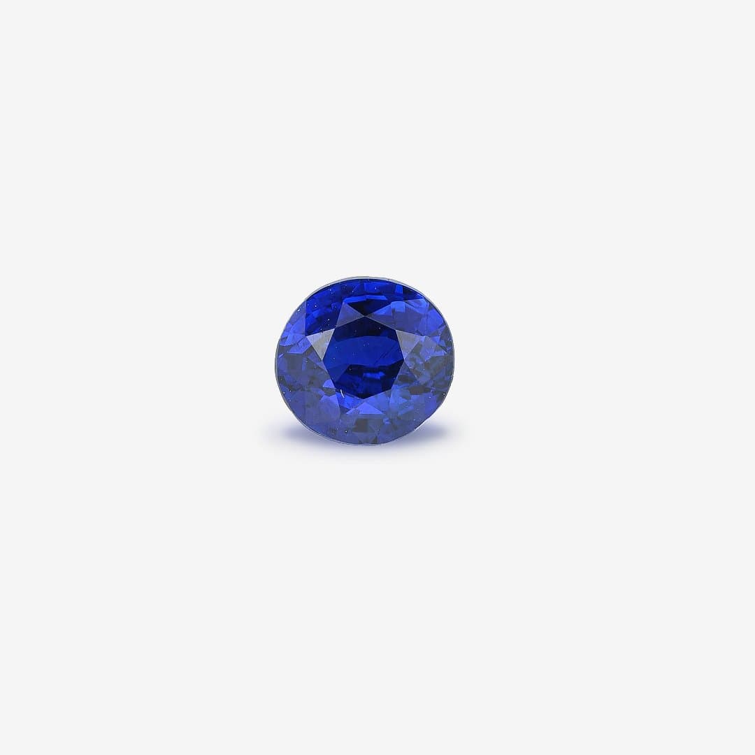 Oval-cut deep royal blue sapphire