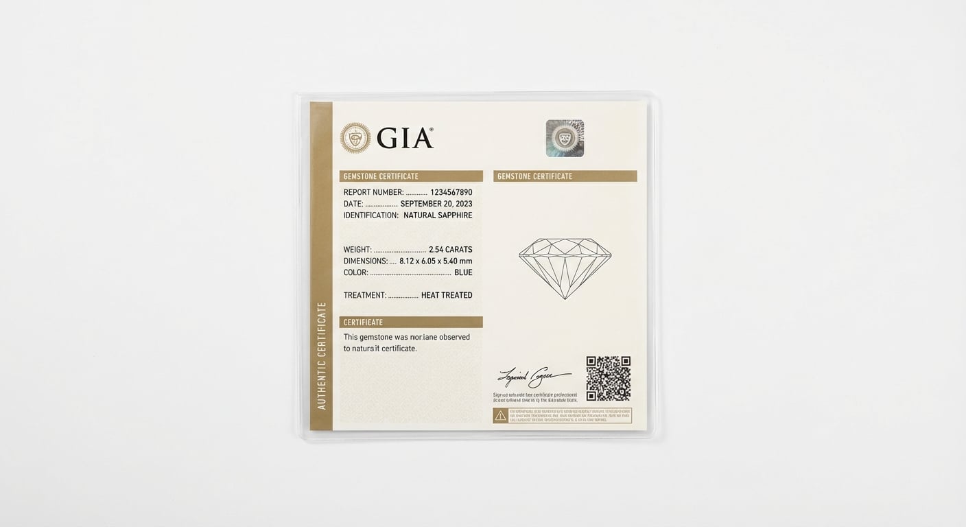 Пример подлинного сертификата GIA для натурального сапфира