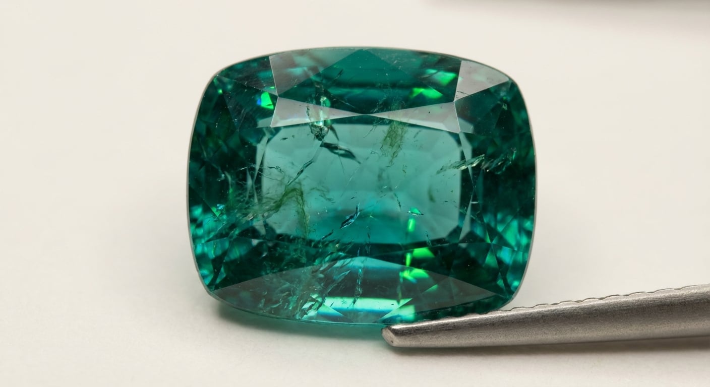 Gros plan détaillé d'une émeraude brute, mettant en valeur sa couleur verte vive et les inclusions naturelles de jardin qui déterminent la pureté de l'émeraude.