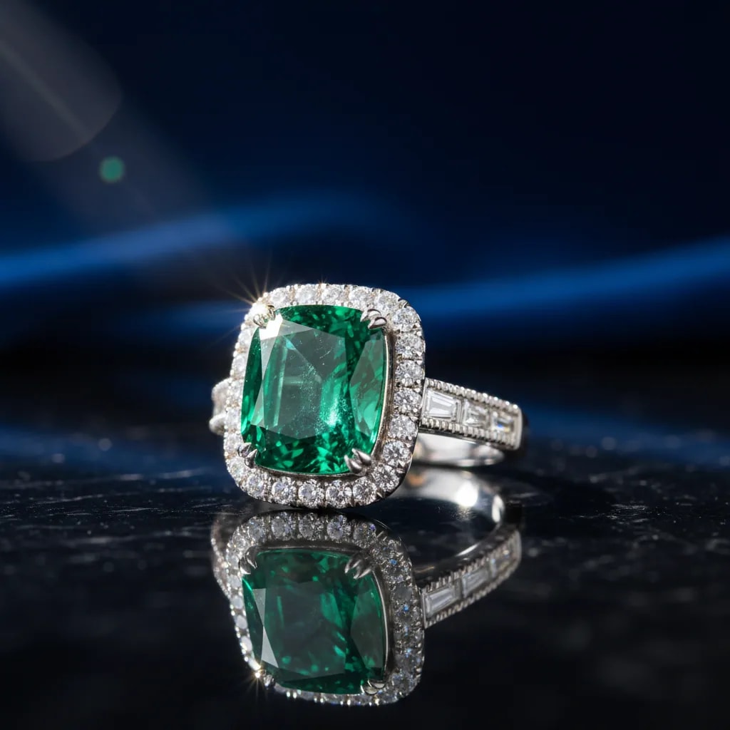 engagement ring with emerald stone — Joalys Paris