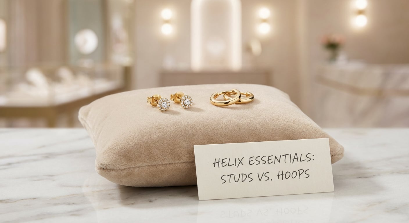 helix ear piercings jewelry - Helix Jewelry Fundamentals: Studs vs. Hoops (approx. 250 words)
