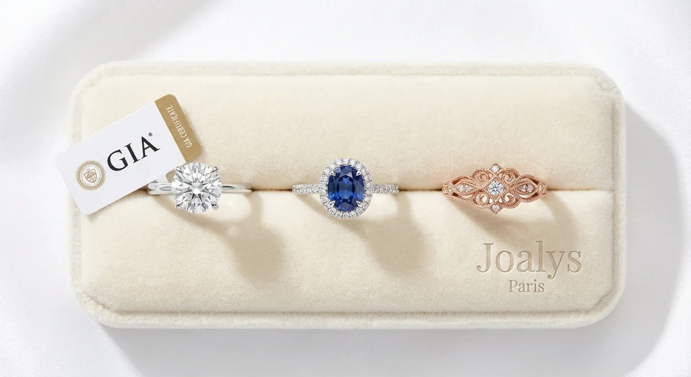 Certified Ceylon sapphires set into finished gold jewelry by Joalys Paris