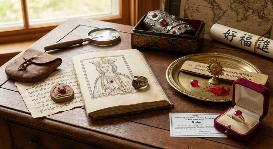 Древние рубиновые артефакты, показывающие культурное значение в разных цивилизациях