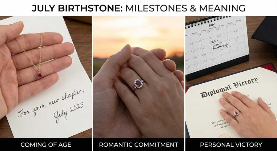 Украшения с рубином для важных жизненных событий, включая помолвку и годовщины
