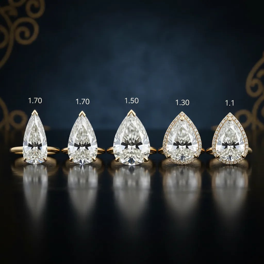 What Length-to-Width Ratio Makes a Pear Look Best? — pear engagement ring gold