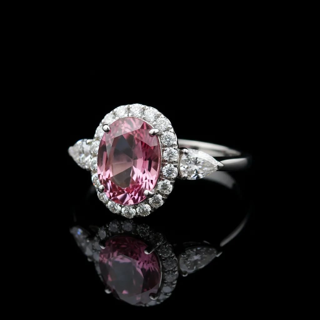 pink sapphire ring with diamonds — Joalys Paris