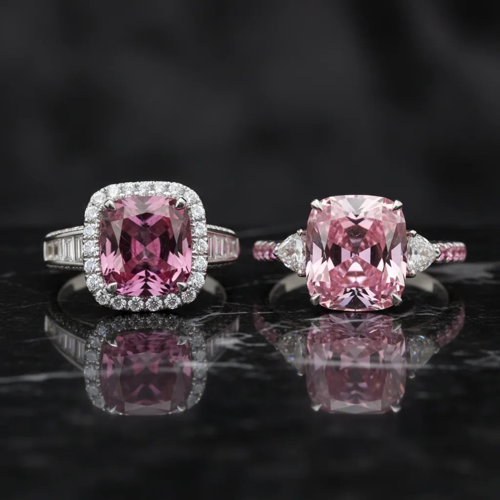 What makes a pink sapphire ring with diamonds different from a pink diamond ring? — pink sapphire ring with diamonds