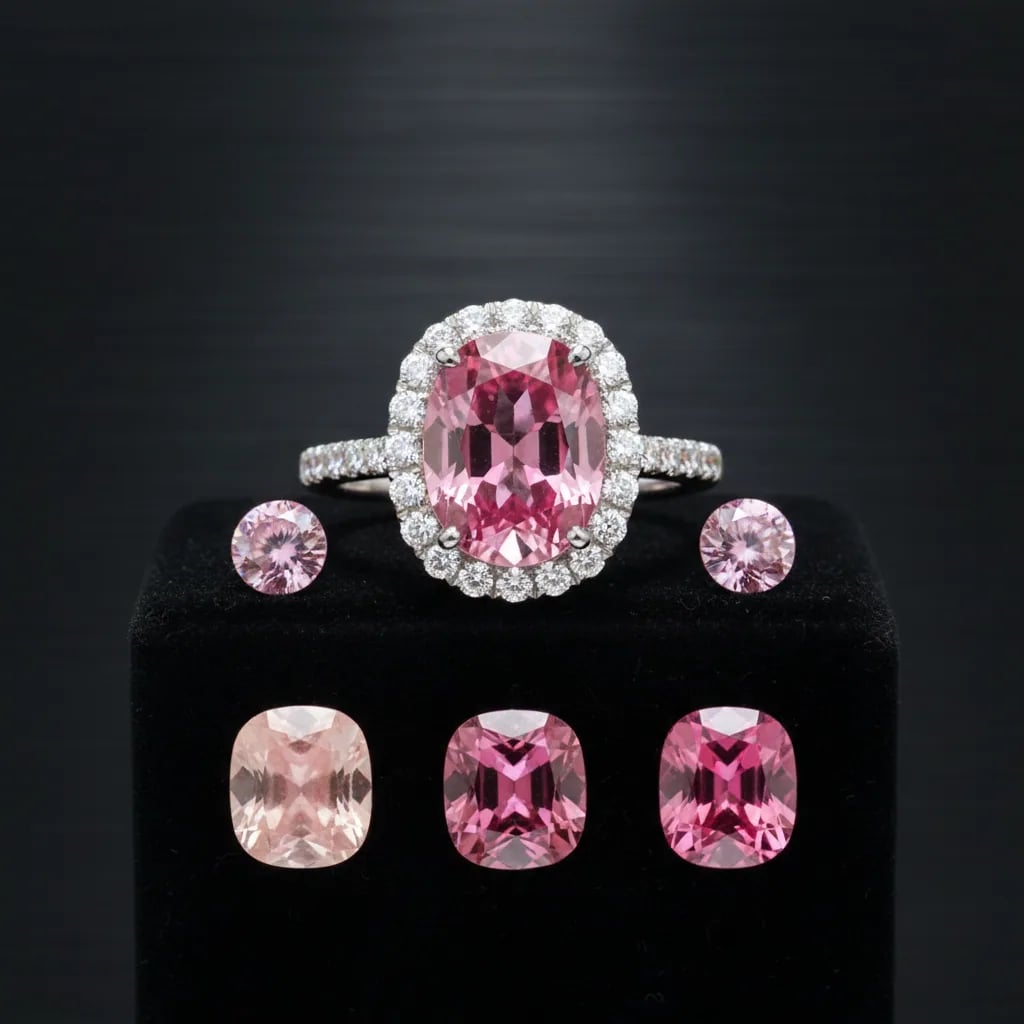 How do you grade the color of a pink sapphire? — pink sapphire ring with diamonds
