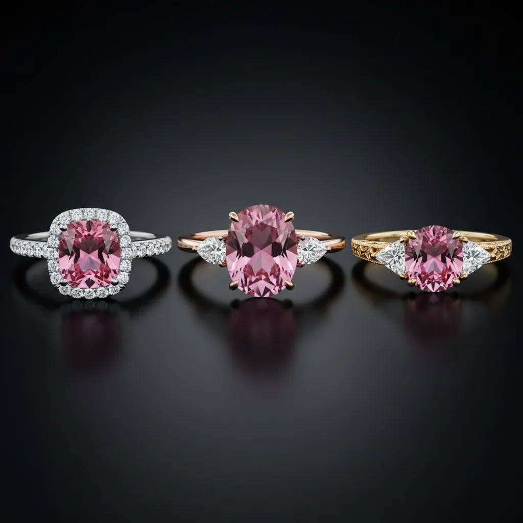 What setting works best for a pink sapphire ring with diamonds? — pink sapphire ring with diamonds