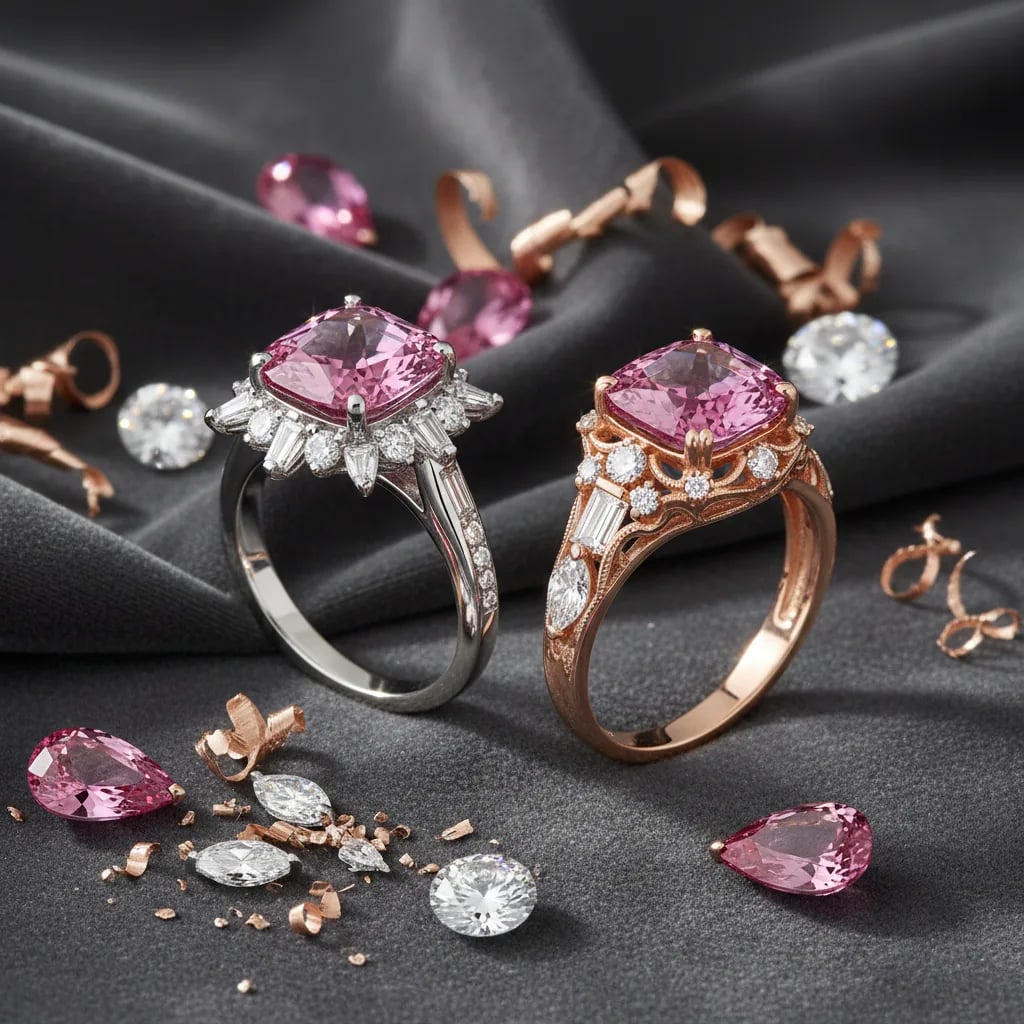 What metal pairs best with pink sapphire and diamonds? — pink sapphire ring with diamonds