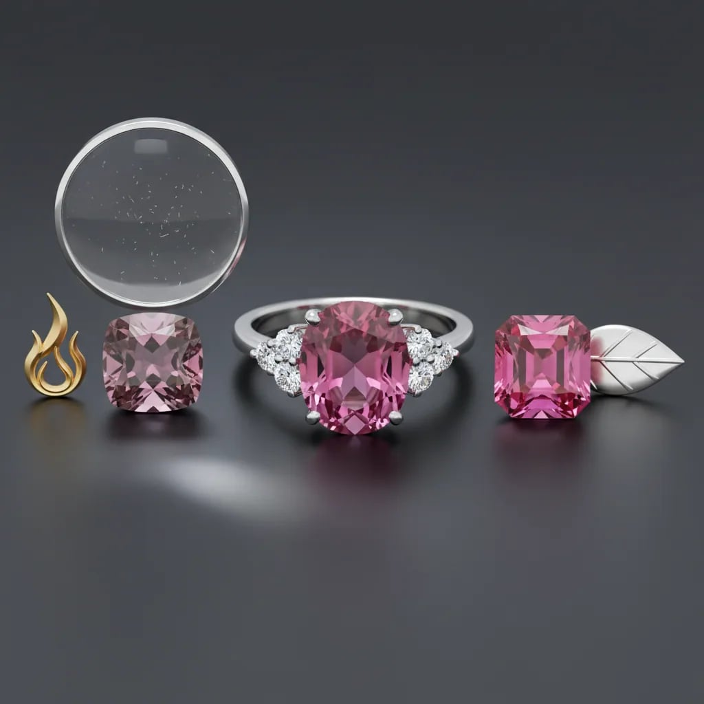 Should the pink sapphire be heated or unheated? — pink sapphire ring with diamonds
