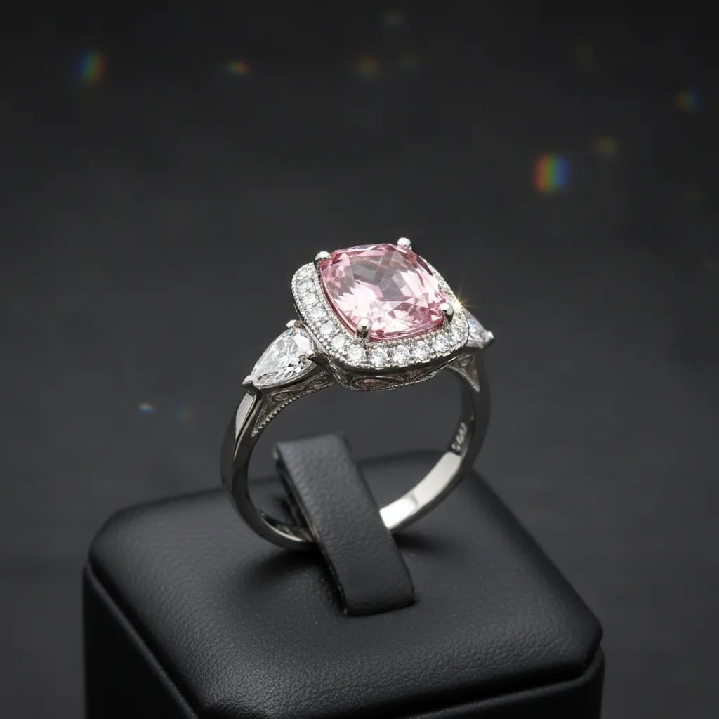 Want a one-of-a-kind pink sapphire ring? — pink sapphire ring with diamonds