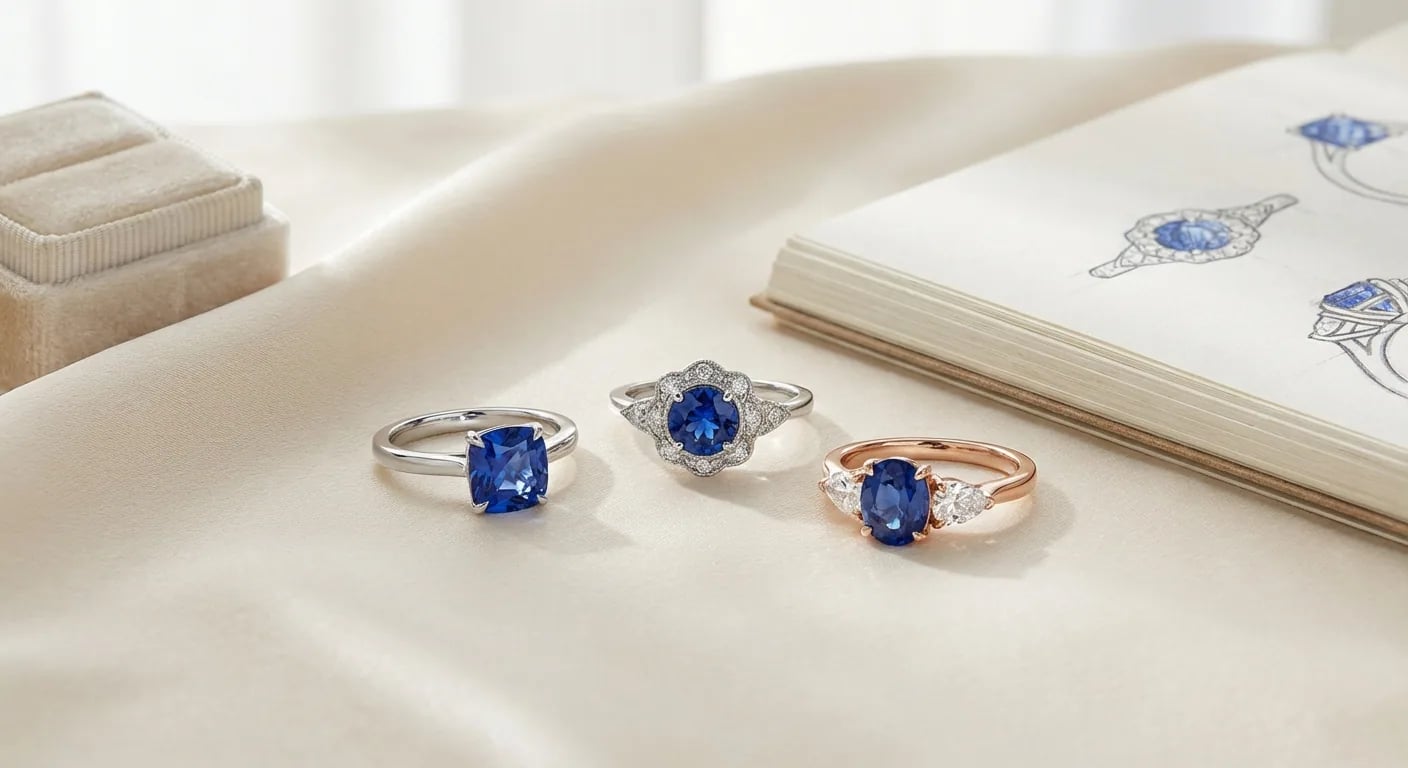 bagues de fiançailles en saphir - Créer Votre Bague de Rêve : Styles et Montures