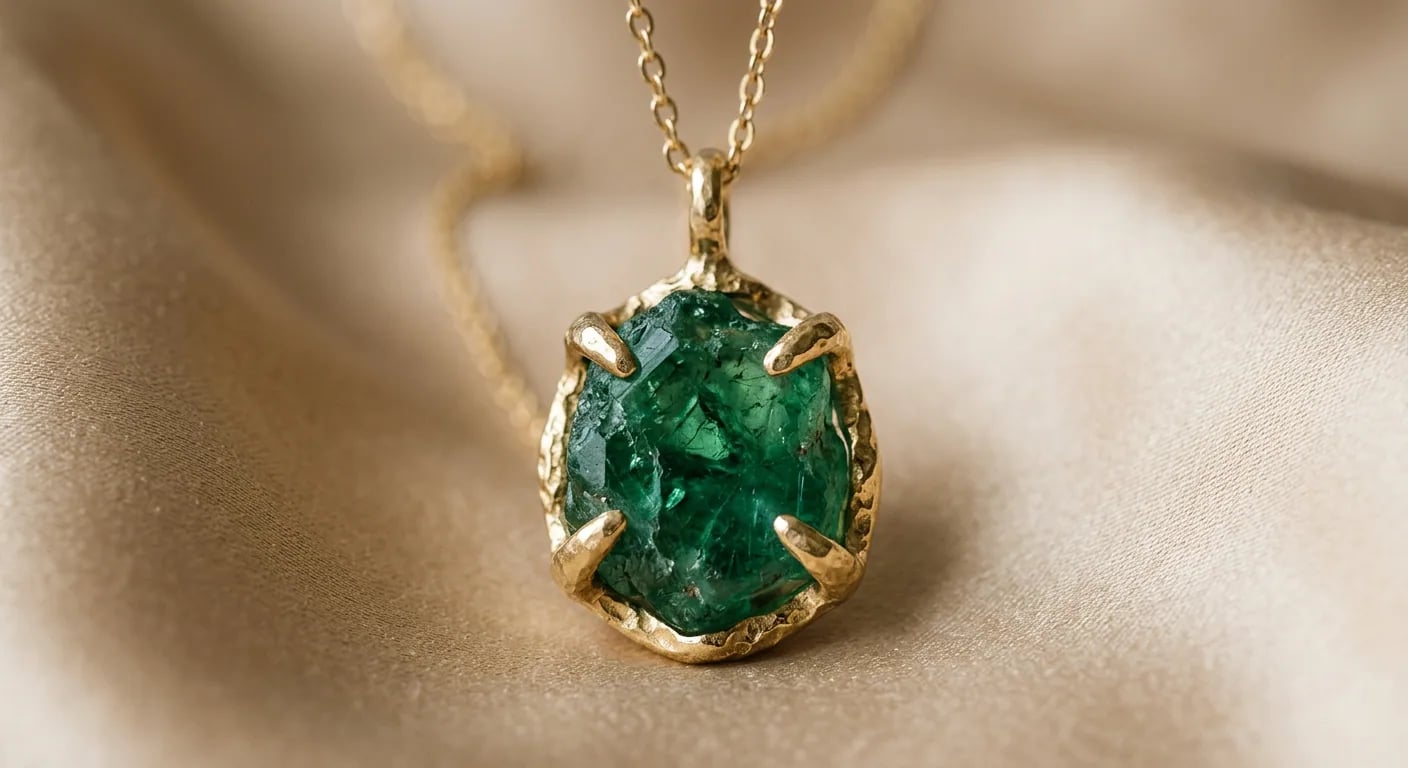uncut gemstone - Raw stone set in modern luxury gold jewelry