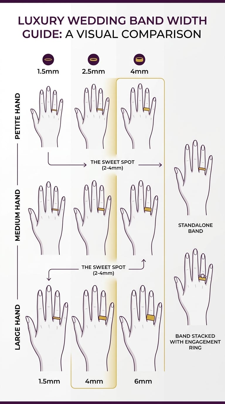 wedding band women - Section 7: How to Choose the Right Wedding Band Width infographic