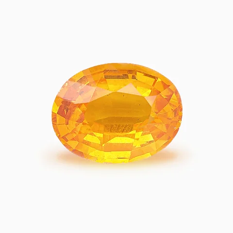 Loose orange sapphire, oval cut, 2.02 ct, on a white ground
