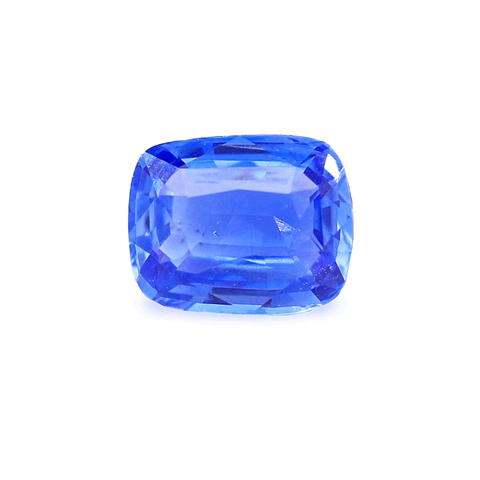 Синий сапфир без оправы, огранка «кушон», 1,02 кт, на белом фоне