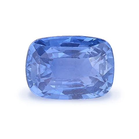 Loose blue sapphire, cushion cut, 1.28 ct, on a white ground