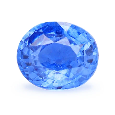 Loose blue sapphire, oval cut, 1.10 ct, on a white ground