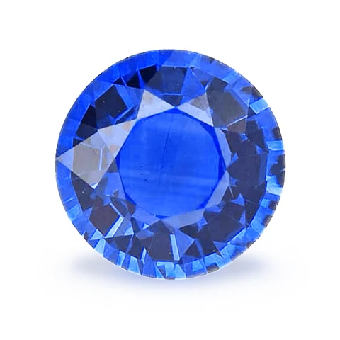 Loose blue sapphire, round cut, 1.13 ct, on a white ground