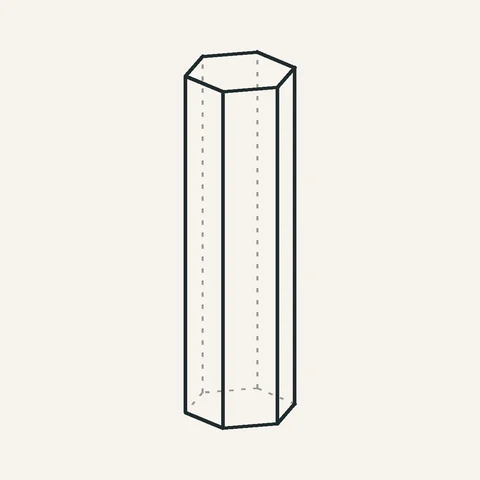 Линейный рисунок длинной шестигранной колонны с плоскими торцами