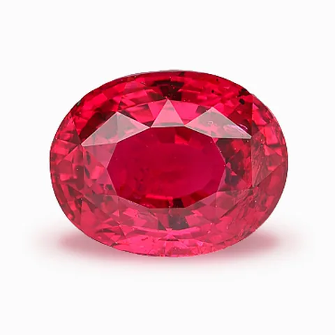 Loose red stone, oval cut, on a white ground