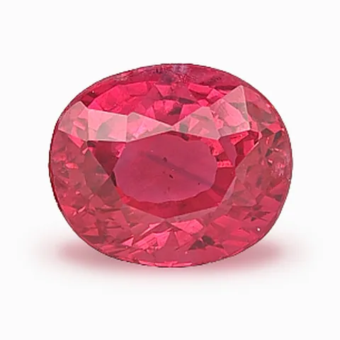 Loose red stone, oval cut, on a white ground