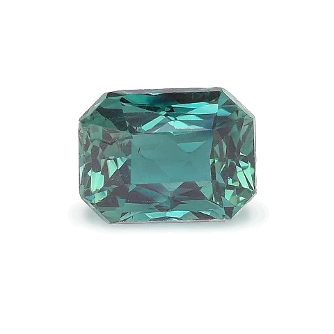 Loose sapphire, radiant cut, 1.29 ct, on a white ground