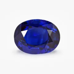 Saphir bleu ovale non serti, vu de dessus