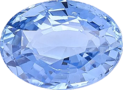 Loose oval sapphire seen from above, a light blue