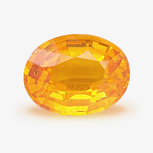 Loose sapphire listed as orange sapphire, 2.02 ct, oval cut, on a white ground