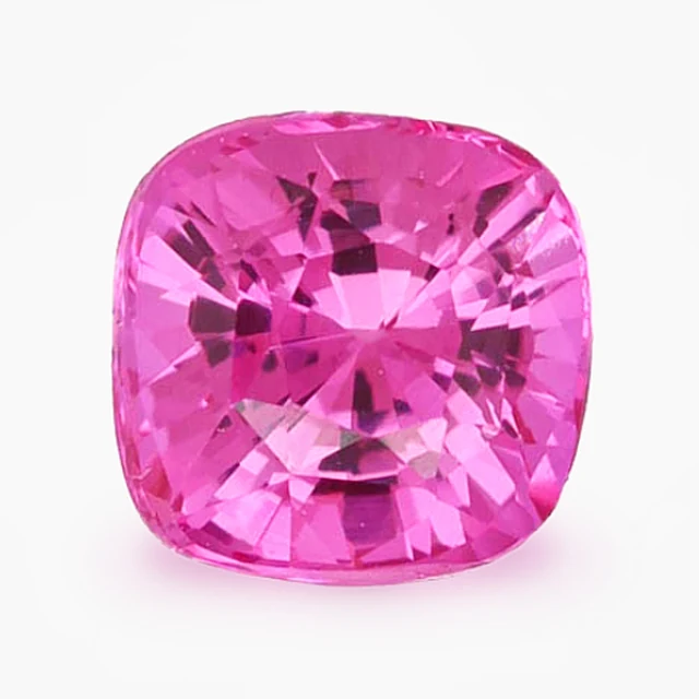 Loose sapphire listed as pink sapphire, 1.06 ct, cushion cut, on a white ground