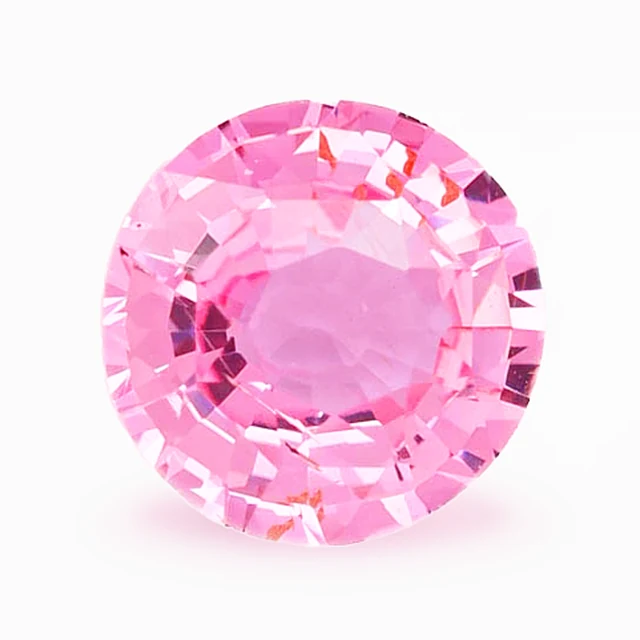Loose sapphire listed as pink sapphire, 1.11 ct, round cut, on a white ground